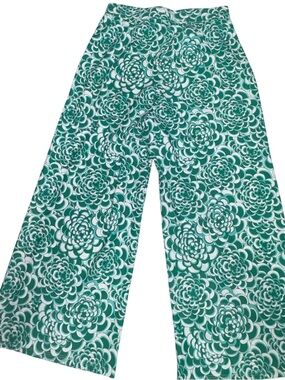 Jude Connelly green and white patterned wide-leg pants xs